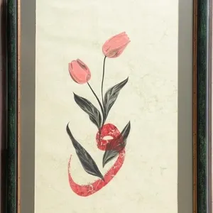 MUKADDER KAVAS TULIP EBRU MARBLING PAINTING