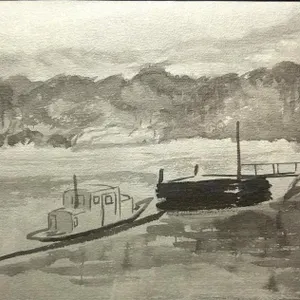 JOYCE REDDOCH "GATINEAU RIVER TUGBOAT AT DOCK"