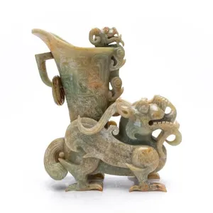 CHINESE CARVED HARDSTONE ARCHAISTIC PIXIU VESSEL