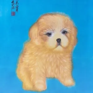 ZHANG WUXI "PUPPY" SCROLL PAINTING