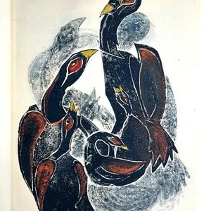 PETER VANGILS BIRDS MONOTYPE