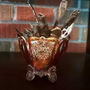 Carnival Glass "Dahlia" Footed Bowl