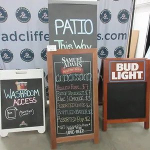 Assorted sandwich boards: 4 A-frame style, 2 flat