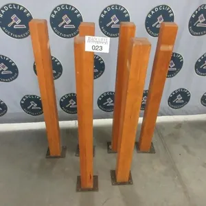 Set of 6 wood barrier posts with steel base plates