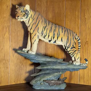 Tiger Figurine on Rock Base