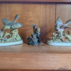 Three Decorative Bird Figurines, Two by Royal Crown