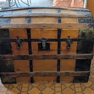 Wood and Metal Steamer Trunk