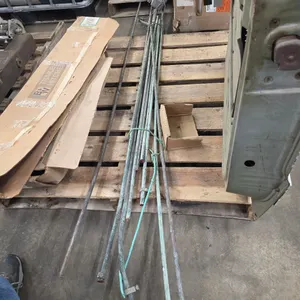 Vintage truck door w/ trailer hitch & quantity of steel poles