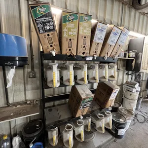 Oil Stand w/ Oil & Shelf of Misc. Supplies
 UNRESERVED