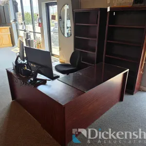 L-SHAPED DESK WITH BOOKCASES & OFFICE CHAIR
