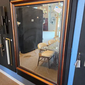 5 FT BEVELED MIRROR WITH ORNATE WOOD FRAME