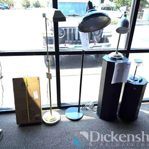 (5) FLOOR & DESK LAMPS, (2) PEDESTALS
