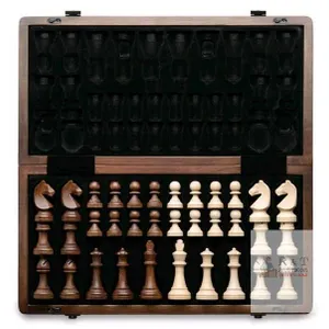 A&A Chess Art Magnetic Folding Wooden Chess Set, 15.5" Board, Internal Storage & Travel Pouch