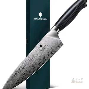 new SANMEIHO KORAKA Series 8.1" Professional Chef Knife, High Carbon Powder Steel, Pakkawood