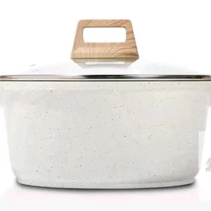 ESLITE LIFE Y-TG520A 3-Quart Nonstick Stock Pot with Lid, Induction Compatible, White Speckled new