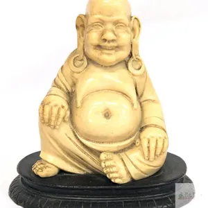 Vintage Chinese Early Resin Smiling Buddha / Ong Dia / Hotei Figure on Attatched Base, 6"