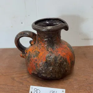 Vintage West German Pottery Fat Lava Jug by Carstens Toonieshof. 8” Tall. Mid Century
