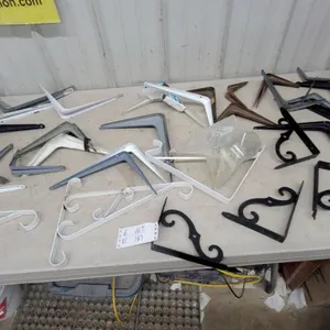 Assorted Metal Shelf Brackets and Plant Hangers, Various Sizes