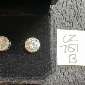 1.0ct Simulated Diamond CZ Halo Stud Earrings in 925 Sterling Silver, White Gold Overlay