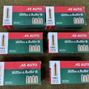 300 rnds Sellier & Bellt .45 Auto Ammo
