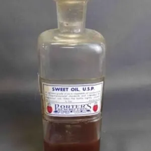 Antique Glass Pharmacy Prescription Bottle w/ Lid