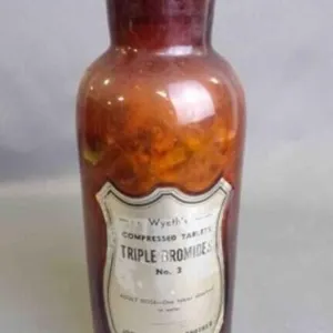 Antique John Wyeth & Brother Brown Amber Glass