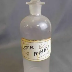 Antique Glass Pharmaceutical Medicine Bottle w/Lid