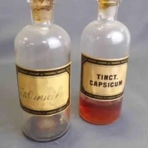 Antique Glass Pharmaceutical Medicine Bottle w/Lid