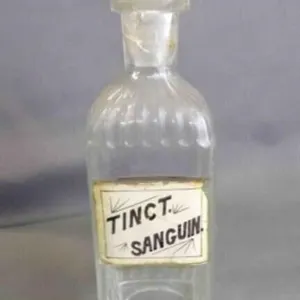 Antique Glass Pharmaceutical Medicine Bottle w/Lid