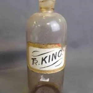 Antique Glass Pharmaceutical Medicine Bottle w/Lid