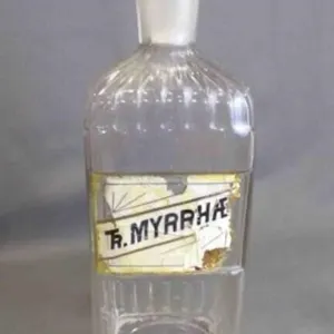 Antique Glass Pharmaceutical Medicine Bottle w/Lid