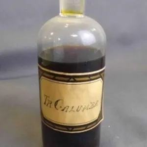 Antique Glass Pharmaceutical Medicine Bottle w/Lid