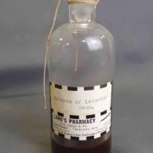 Antique Glass Pharmaceutical Medicine Bottle w/Lid