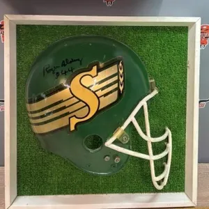 Roger Aldag Signed Mounted Half Helmet 15"W x 15"H