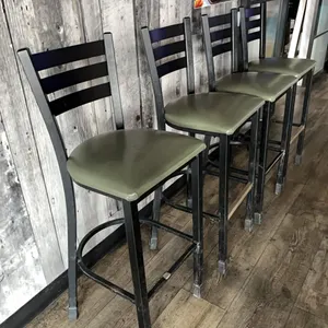 4 barstools, metal with upholstered seats, 30” seat height