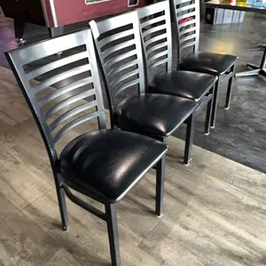4 dining chairs, metal with upholstered seats, 19” seat height