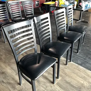 4 dining chairs, metal with upholstered seats, 19” seat height