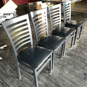 4 dining chairs, metal with upholstered seats, 19” seat height