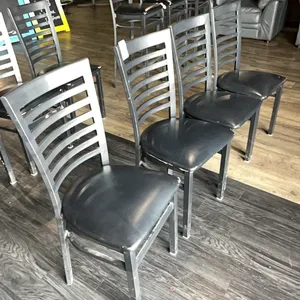 4 dining chairs, metal with upholstered seats, 19” seat height