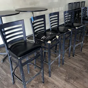 4 barstools, metal with upholstered seats, 30” seat height