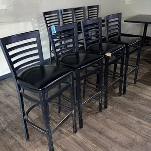 4 barstools, metal with upholstered seats, 30” seat height