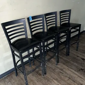4 barstools, metal with upholstered seats, 30” seat height