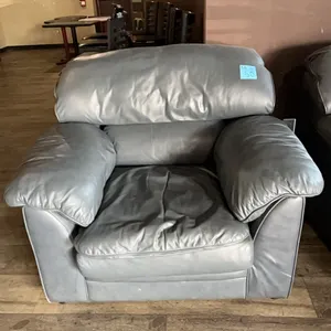 grey leather armchair, Horizons Palliser, 48” wide x 40” deep x 37” tall