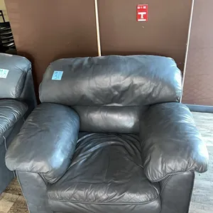 grey leather armchair, Horizons Palliser, 48” wide x 40” deep x 37” tall