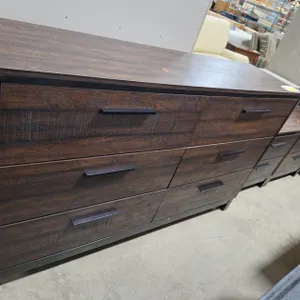 Coaster Wood 6 Drawer Dresser 59"x16"x36" and 2 - 2 Drawer Night Stands 23"x16"x23"