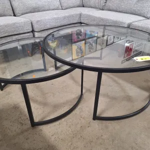 Glass Coffee Tables, 42"x42"x18" and 32"x32"x16"
