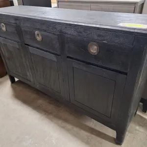 Wood 3 Door/3 Drawer Cabinet, 57"x16"x33"