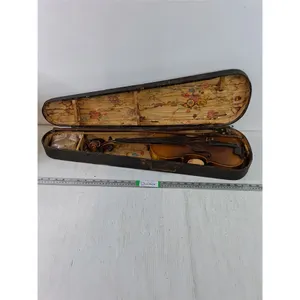 Antique Violin in "coffin-style" case with Vintage Floral Lining-needs repair