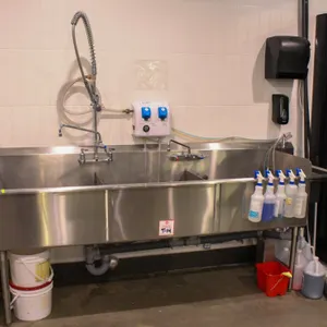 3 WELL STAINLESS STEEL SINK W/ INTEGRAL HAND SINK