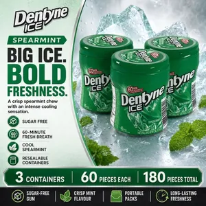 3 DENTYNE ICE SPEARMINT GUM 60PC
